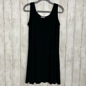 Vintage Pretty Woman Basic Black Lightweight Flowy Tank Top Knee Length Dress M